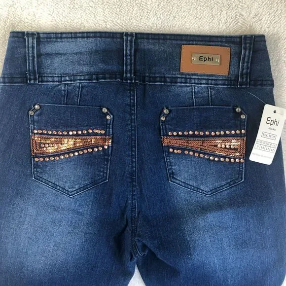 Ephi Jeans. Women's Butt Lifter Technology Embellished Jeans High Waist Sz 9 USA - Picture 10 of 12
